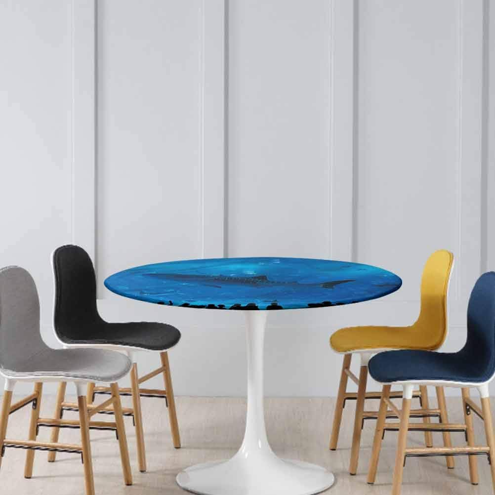 ThinkingPower Tablecloths Shark, Aquarium Park and People Round Table Cloth Cover (Diameter - 31 Inch)