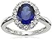 Amazon Essentials Sterling Silver Created Blue Sapphire and Created White Sapphire Ring, Size 7, (previously Amazon Collection)