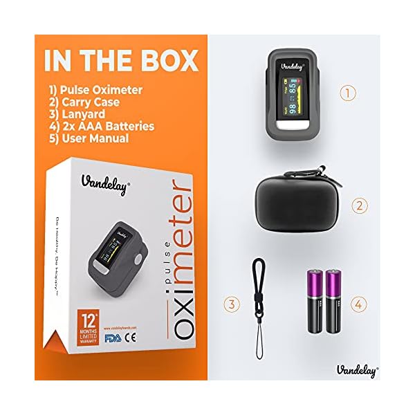 Vandelay Pulse Oximeter Fingertip C101H1 Blood Oxygen Meter SpO2