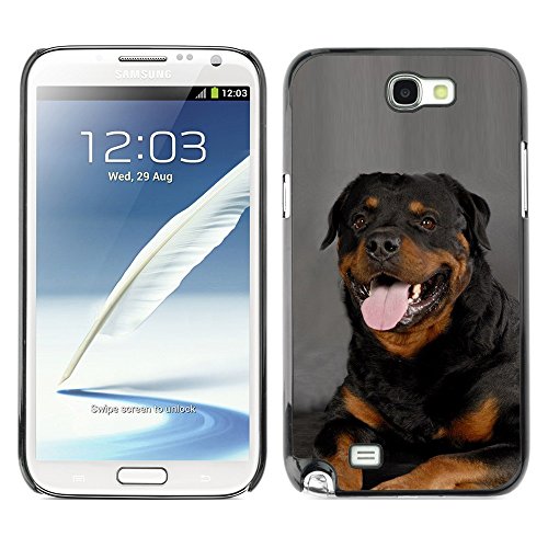 Ziland Slim Design Case Cover Shel / Rottweiler Portrait Panting Tongue Pink Dog / Samsung Galaxy Note 2 N7100