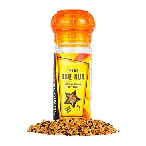 Grate Grinds Texas BBQ Rub in an easy to use 4 oz. glass spice grinder