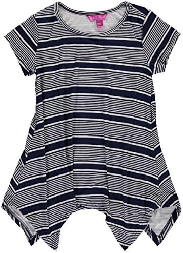 Just 2 Cute Big Girls' "Skinny Stripe" T-Shirt - navy, 10-12