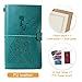Leather Journal, Vintage Refillable Travelers Notebook with Line Paper+ 1 PVC Zipper Pocket +18 Card Holder for Women 4.7 X 7.9in (Blue)