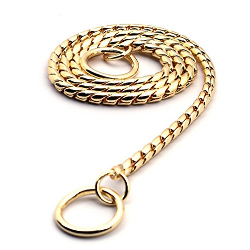 SGODA Gold Dog Chain Collar Choke Pet Training Snake Collar with Heavy Links, 16 in, 3 mm