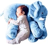 LOVOUS Super Soft Cute Big Stuffed Elephant Plush Doll, Baby Elephants Toys (Blue)