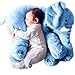 Super Soft Cute Big Stuffed Elephant Plush Doll Pillows, Baby Elephants Toys (Blue)