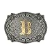Initial Letters Western Style Cowboy Rodeo Gold/Silver Large Belt Buckle