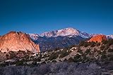 View of Pikes Peak at dawn Garden of the Gods
