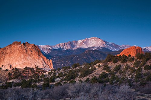 View of Pikes Peak at dawn Garden of the Gods