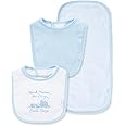 Little Me Baby Boys and Girls 100% Cotton 3-Piece Bib and Burp Sets, 2 Bibs and 1 Burp Cloth