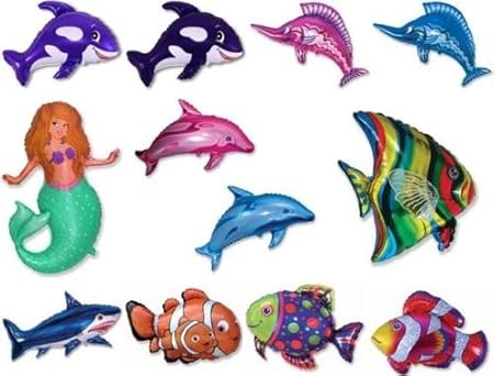Palloncini A Forma Di Pesce Sirena E Animali Acquatici Confezione Da 10 In Materiale Di Alluminio 66 Cm Amazon It Casa E Cucina