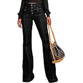yoeasy Women's Flare Bell Bottom High Waist Jeans Vintage Stretch Bootcut Denim Trouser with Pocket