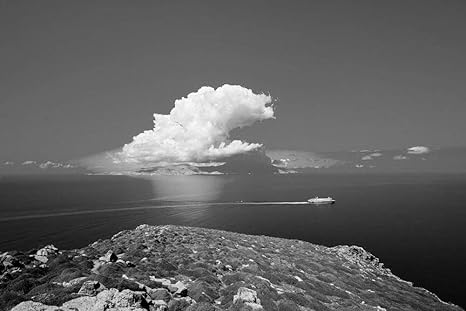 Amazon 90cmx60cm 黒と白 アート印刷 絵画風 キャンバス 壁紙ポスター はがせるシール式 ミコノス島ギリシャエーゲ海 ウォールステッカー シール式ステッカー 飾り 写真 フォト 壁 インテリア おしゃれ 剥がせる ウォールステッカー オンライン通販