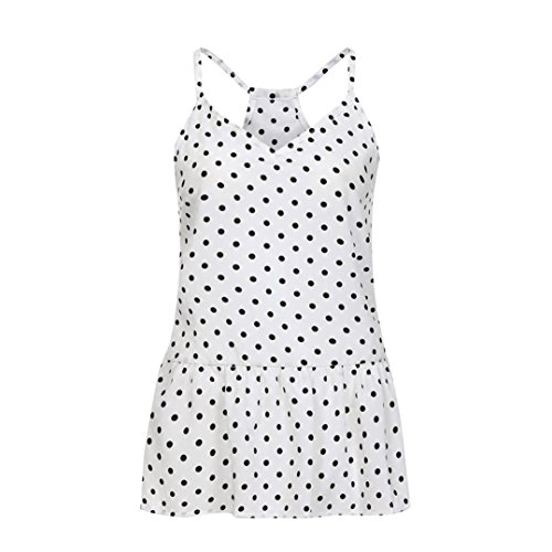 Click Here to See More Images NREALY Women Summer casual Sleeveless Dot Ruffle Hem Tank Tops Blouse Tee