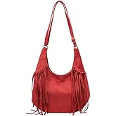 Women's Frosted Fringe Hobo Bag, Suede Leather Fashion Underarm Shoulder Purse, Novelty Tassel Bucket Crossbody Bag