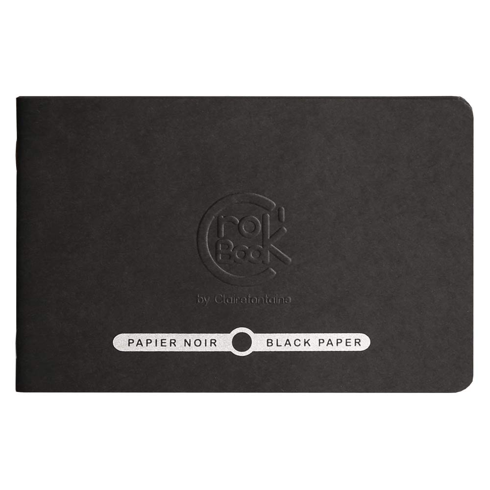 Clairefontaine - Ref 60314C - Crok'Book Portrait Staplebound Sketchbook - 17 x 11cm, 120gsm Paper, Acid Free, pH Neutral, 20 Black Sheets - Black Cover — image 1