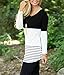 Hount Womens Back Lace Color Block Tunic Tops Long Sleeve T-Shirts Blouses with Striped Hem (XX-Large, Black)