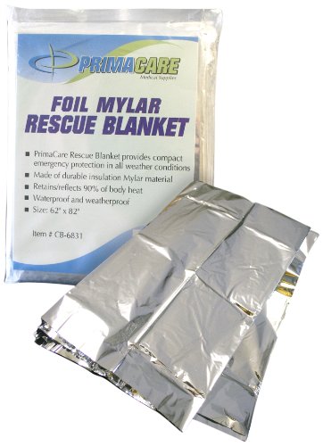 Primacare CB-6841-CS Emergency Foil Mylar Thermal Blanket, 82″ Length x 54″ Width (Pack of 10)