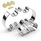 OliaDesign Batman Cookie Cutters Set Stainless Steel Mold (Set of 2), Silver