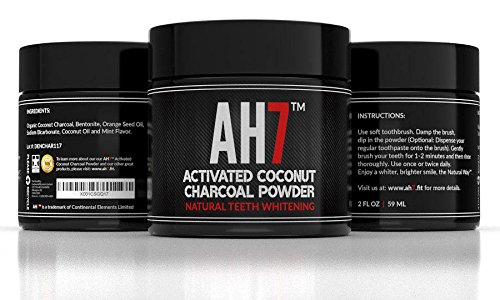 Charcoal Teeth Whitening Powder By AH7 - Activated Charcoal Teeth Whitening - Charcoal Teeth Whitening Organic - Charcoal Teeth Whitening Coconut - Teeth Whitening Kit Mint Flavor Made in USA BUY NOW