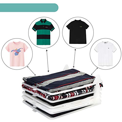 Closet Mess Killer l Foldable Stackable Folded T-Shirt Clothing Organizer l Fold Sort Laundry System l For Closets, Drawers, Dresser, Shelves, Suitcase, Wardrobe, Cabinet l Small (Tshirts), Pack of 50