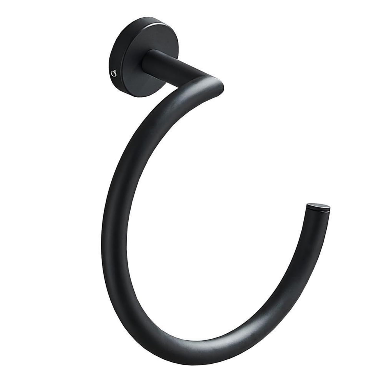 Matte Black Towel Ring - Modern Hand Towel Holder for Bathroom Wall Mounted - SUS304 Stainless Steel Construction - Bathroom Towel Rack - Black Towel Hanger