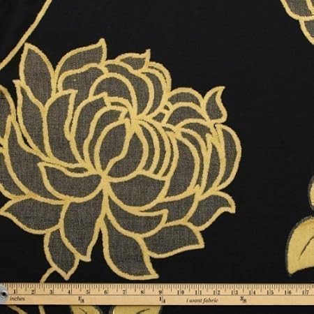 Black Gold Designer Floral Flowers Raised Crystal Velvet Glitter