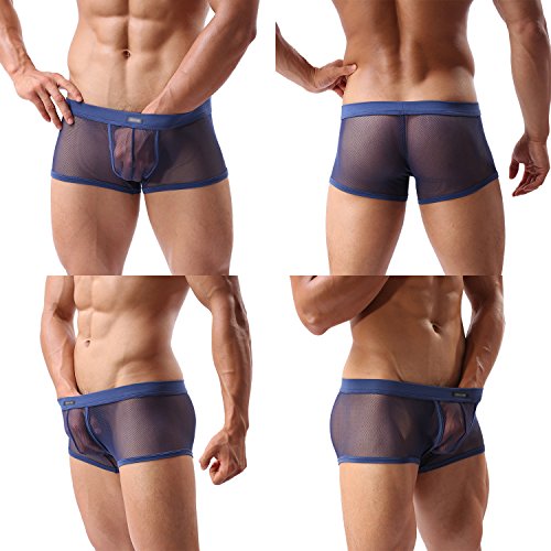 Evankin Men's Sexy Boxer Briefs Gay Mesh Breathable Cool Underwear 4 Pack(36Hei,XXL) - Thumbnail 3