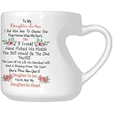To My Daughter-In-Law Heart-Shaped White Ceramic 10.3 Oz Coffee Mug - Funny Daughter In Law Gift