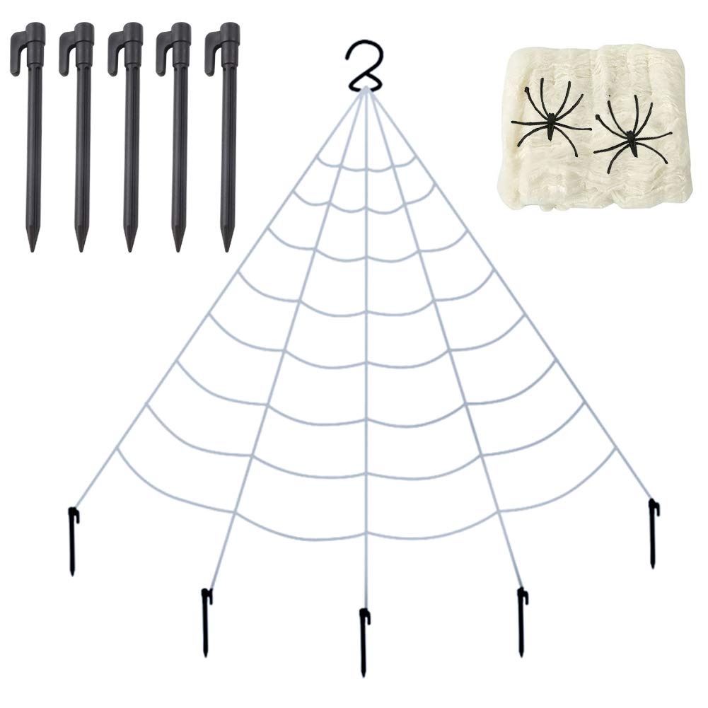 Feelava Giant Spider Web Halloween Spider Decorations,Halloween Decor Haunted House Spooky Toys Spider Webbing Giant Hairy Spider Scary Spooky Halloween Props for Outdoor Yard Halloween Decor,White