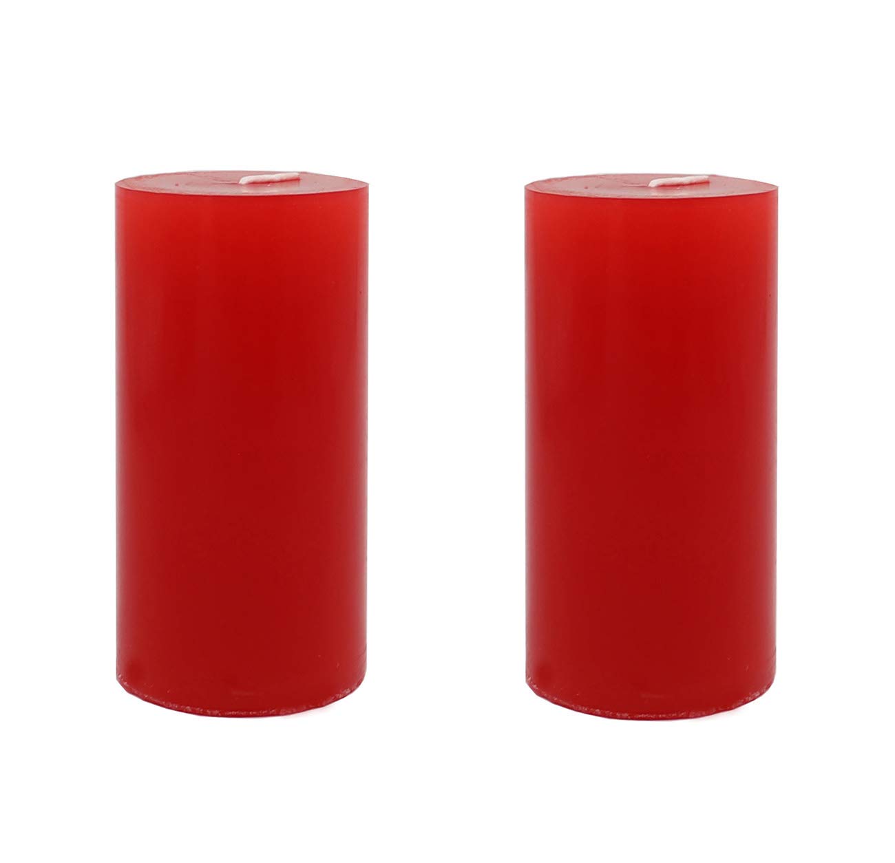 KuTi Kai Solid Colour Pillar Candle,Unscented Smokeless Cotton Wick - Long Burn Time, Suitable for Weddings, Church, Home Decoration, Restaurants, Spa 2pcs/Set (Red, 5x7.5cm)