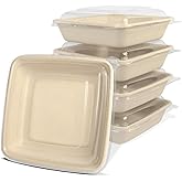 bloomoon 8x8 inch Disposable Food Containers 50 Pack, Large Square Meal Prep and Take Out Containers for Large Salads Lunch Big Party Meal, 50 Bowls 50 Lids