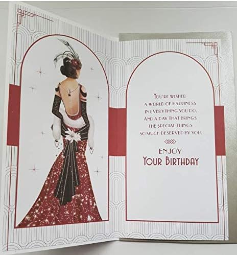 Art Deco Lady - Special Daughter in Law - Glittered Slim Birthday Card - Image 3