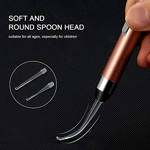 Ear Pick Set of Earwax Spoon Digger, Ear Wax Removal Tools with LED Light & USB Charging, Visible Ear Care Tool Accessories, Safe for Kids/Seniors (Rose Gold)