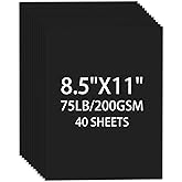 Cardstock 8.5 X 11, 40 Sheets Black Card Stock 75lb/ 200gsm Copy Paper | Ciphyfee Cardstock Printer Paper For Art, Drawing, Invitations, DIY Cards, Watercolor, Construction, School &amp; Office Supplies
