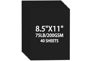 CIPHYFEE Cardstock 8.5 X 11, 40 Sheets Black Card Stock, 75lb/ 200gsm Copy Paper, Cardstock Printer Paper For Art, Drawing, Invitations, DIY Cards, Watercolor, Craft, Construction, School & Office Supplies