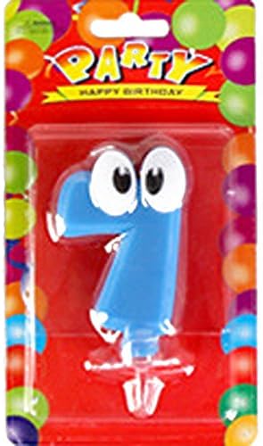 Funny Big Eyes Figure Candles From Zero To Nine Birthday Candle Anniversary Candle Environmental Protection Smokeless Candle Blue - Seven