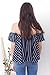 Lisingtool Women's Off Shoulder Stripe Casual Blouse Shirt Tops (XL, Blue)