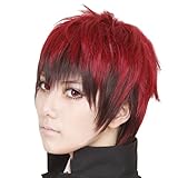 Short red and black slight curly wavy Alice turned hair cosplay wig Kuroko Basketball Vulcan big