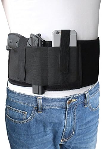 Belly Band Holster Concealed Carry with Magazine Pouch,Right/Left Hand Draw Available Elastic Waist Band Handgun Holder for Women/Men Fits Pistols Revolver (Right/Left Hand Draw)