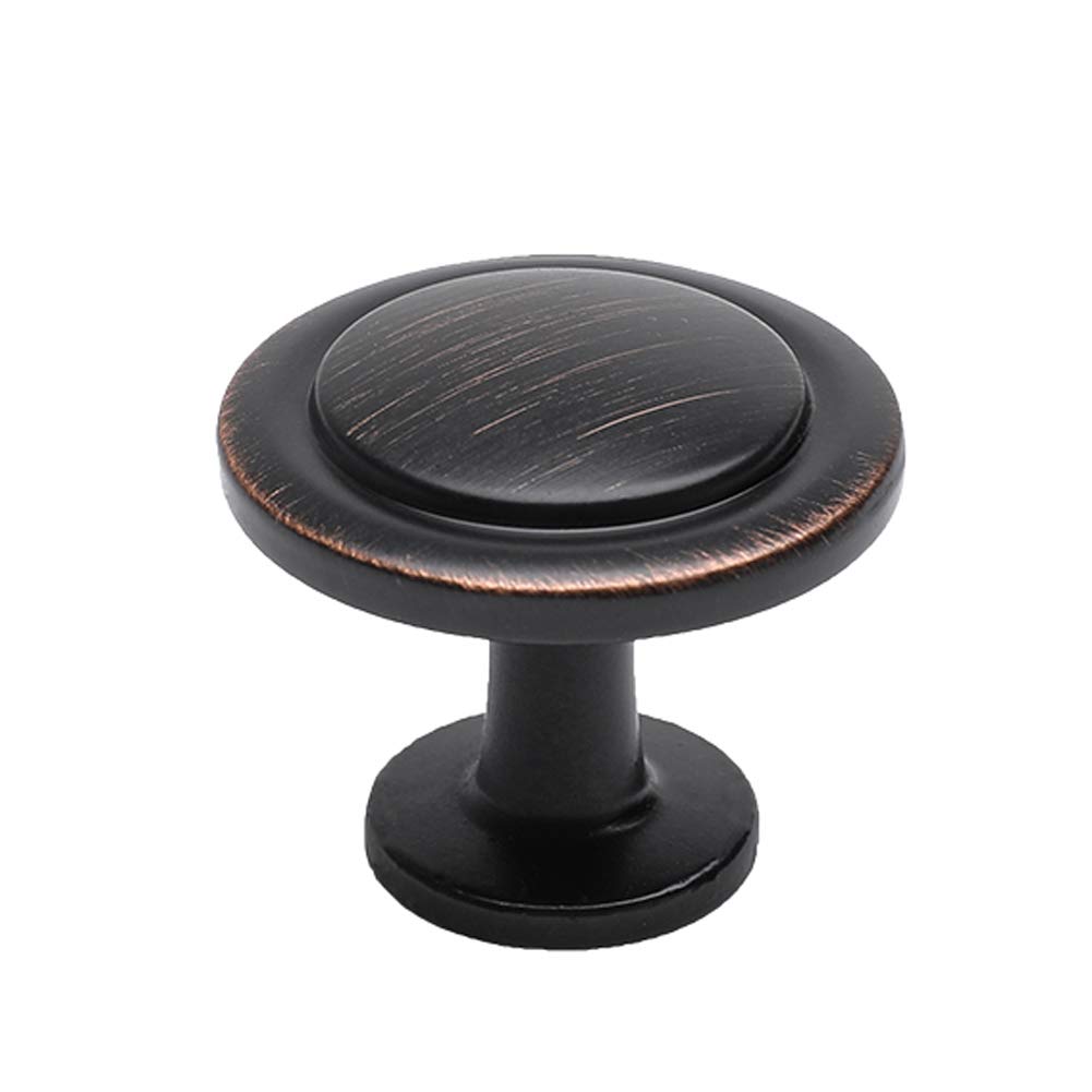 HARPOON 10 Pack Cabinet Round Knobs, Traditional Cabinet Furniture Hardware Pull 1-1/4" Diameter- 32mm (Oil-Rubbed Bronze)
