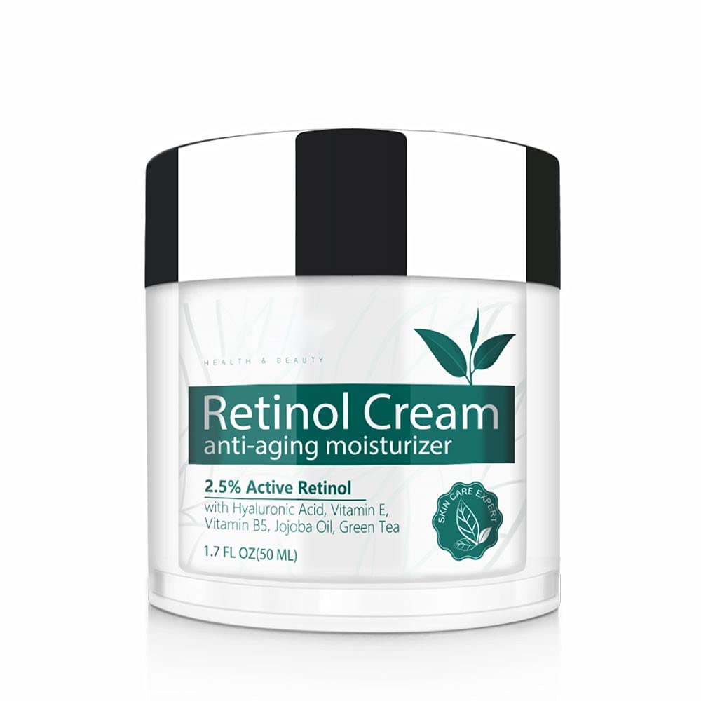 Retinol Cream for Face with 2.5% Retinol & Hyaluronic Acid, Natural Anti Aging & Wrinkle Day & Night Face Cream for Women and Men, Brighten Hydrate and Plump Skin, for All Skin Types (50ML)