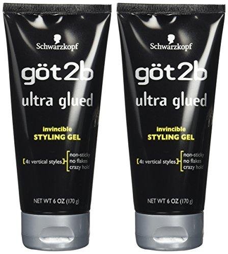 Got2b Ultra Glued Invincible Styling Hair Gel, 6 Ounces (Pack of 2)