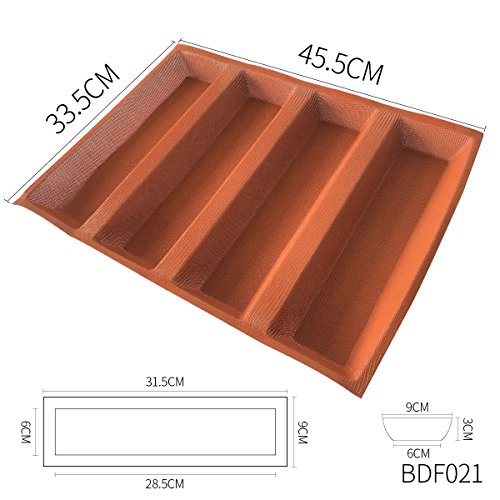 Bluedrop Silicone Bread Forms 12" Hot Dog Bread Molds Non Stick Silicone Coated Fiber Glass Bakery Trays Sub Roll Moulds