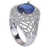 Psiroy Women's 925 Sterling Silver 5ct Sapphire Quartz Filled Ring