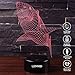 LJOYKID Shark 3D Lamps - Optical Illusion 7 Colors Touch Table Desk with Remote Control Shark Gifts for Children (Shark)