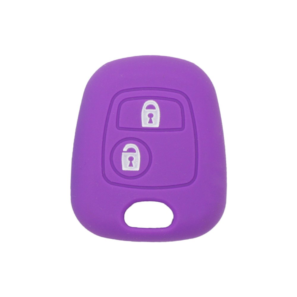 BROVACS Silicone Cover Protector Case Holder Skin Jacket Compatible with PEUGEOT CITROEN 2 Button Remote Key Fob CV9304 Purple