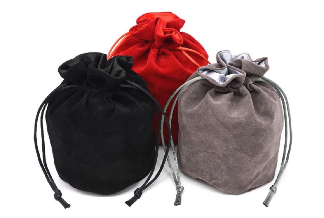 Photo 1 of zmgmsmh Drawstring Dice Bag Chess bag small pouch hold chess pieces velvet Fabric Dice Pouch cosplay coin pouch Velvet Jewelry Bag Red/Grey/Black (3, Multicolor)