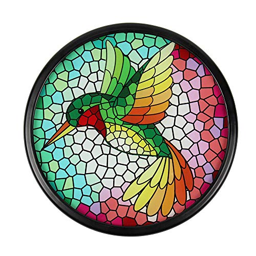 Liffy Mosaic Hummingbird Outdoor Side Table Round Printed Glass Desk for Garden, Patio or Lawn