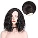 ENTRANCED STYLES Short Black Wig Bob Curly Wig for Women Synthetic Wigs for Girls Natural Wig with Side Parting Heat Resistant Fiber